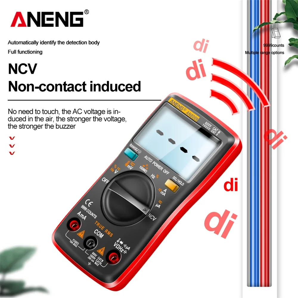 Digital Multimeter Transistor Testers Capacitor True-RMS Tester ANENG AN8009 Automotive Electrical Capacitance Meter Temp Diode