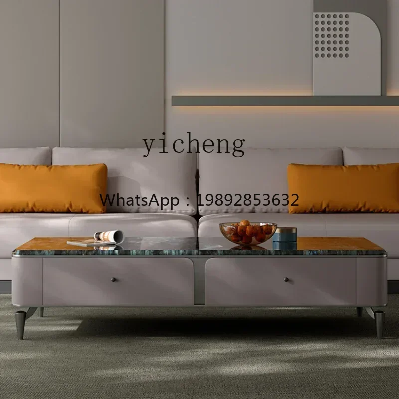 ZZ Natural Luxury Stone Endtable Modern Simple Large Apartment Living Room Rectangular Light Luxury High-Grade Tea Table