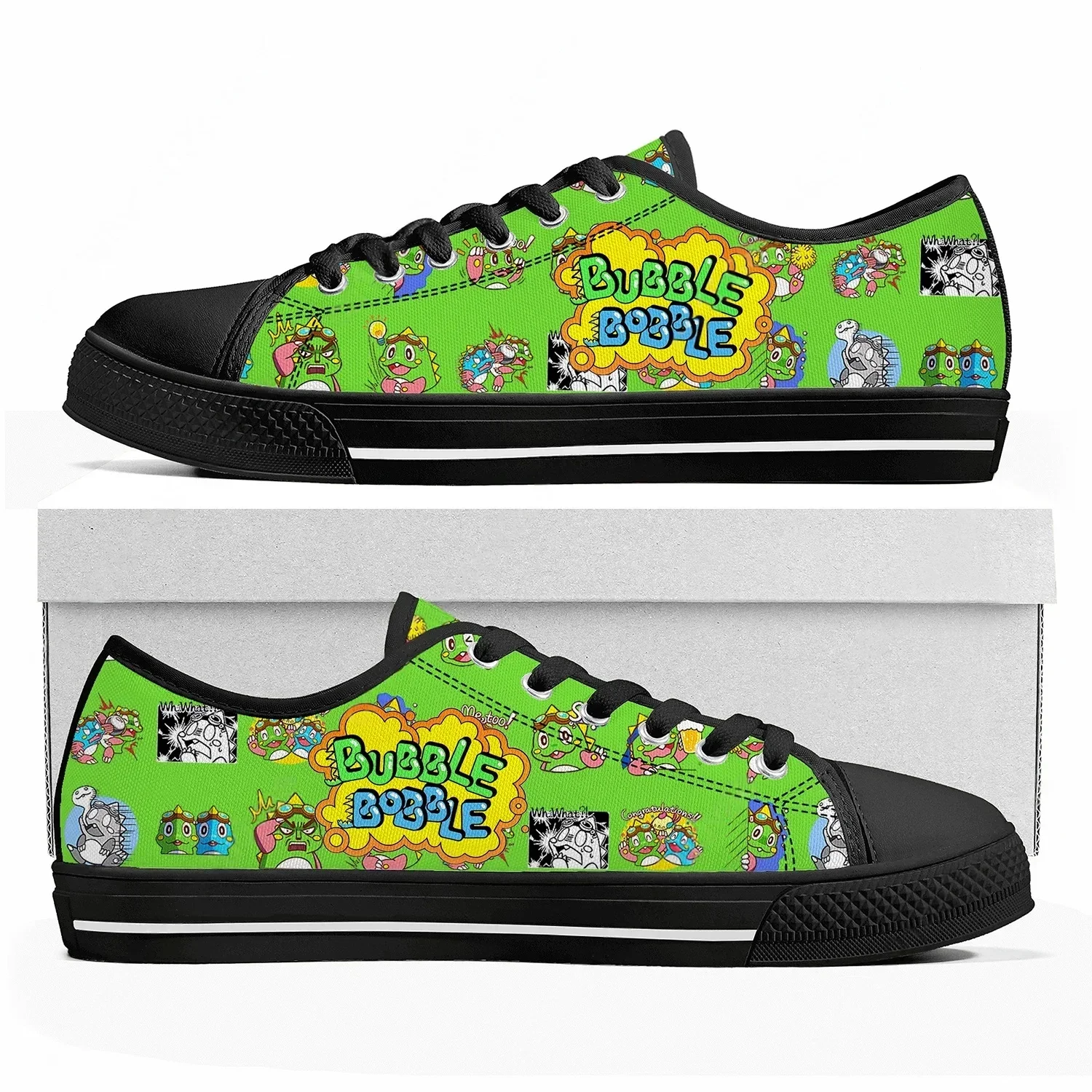 Zapatillas Bajas Bubble Bobble para Hombre, Mujer y Adolescente, Zapatillas de Lona de Alta Calidad, Zapatillas Casuales Personalizadas para Parejas, Suela Negra