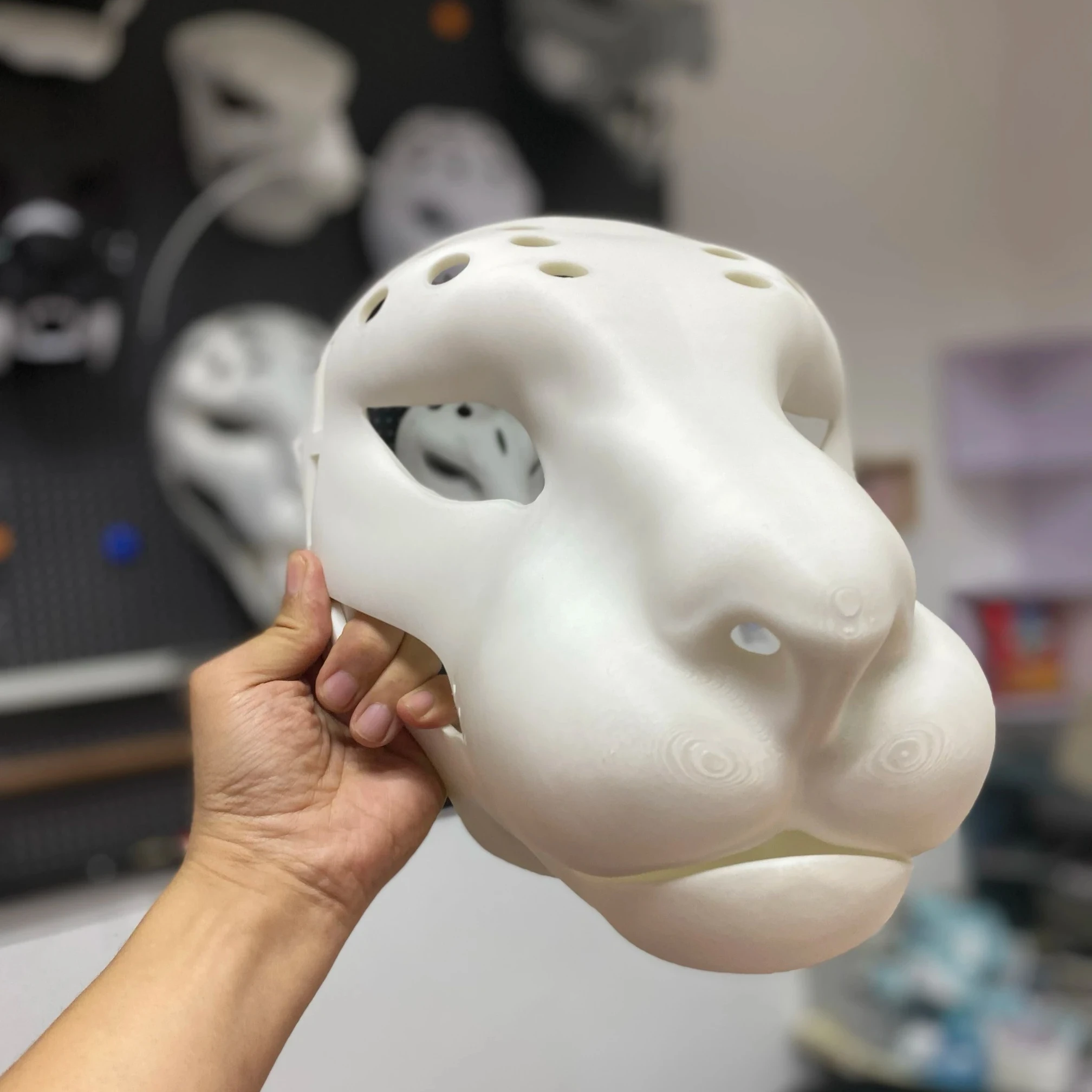 Kigurumi Base Mask Realistic Style Mobile Cat Skull Shell PLA Material 3DPrinted Fur Animal  DIY Material Accessories with Teeth