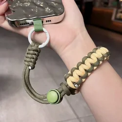 Handwoven Adjustable Universal Mobile Phone Wrist Strap Holder Stand for IPhone 15 Pro Outdoor Anti-Lost Hanging Card Bracelet