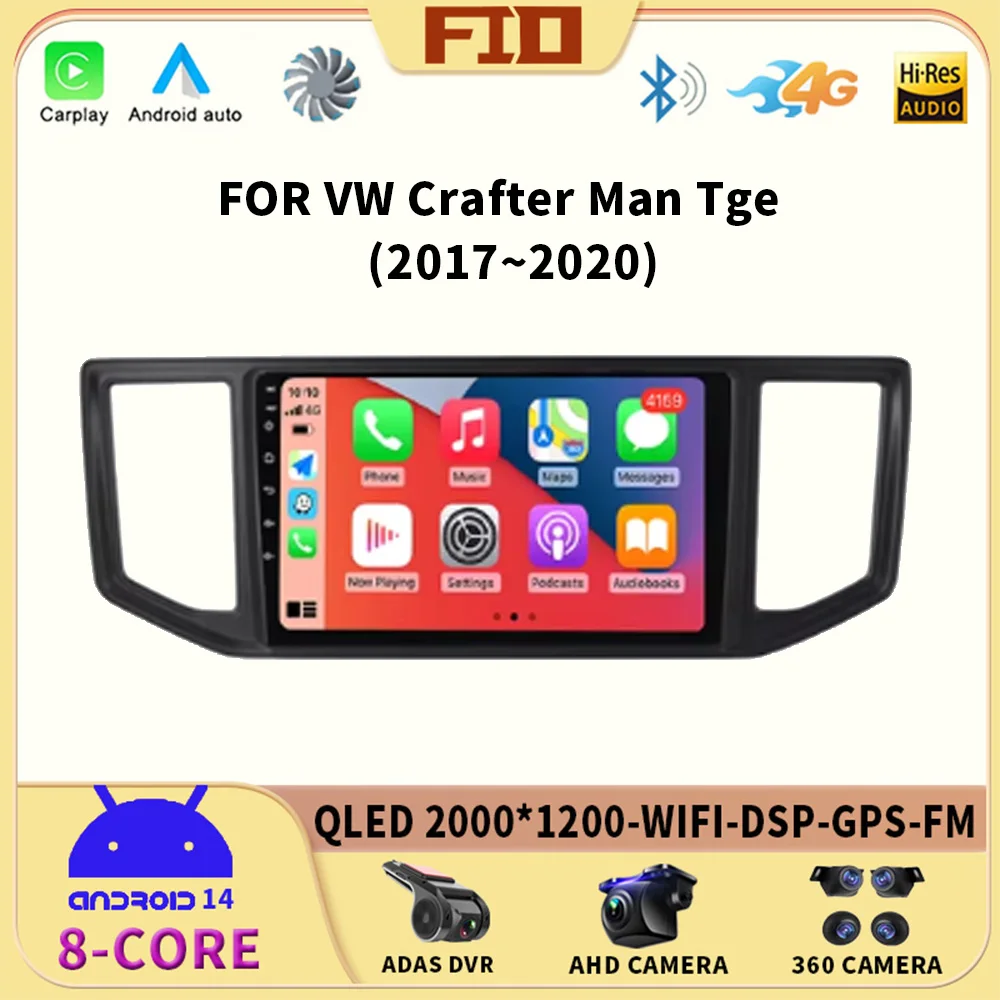 

Android 14 Auto Carplay For VW Crafter Man Tge 2017 2018 2019 2020 Car Radio Multimedia Video Player Navigation GPS QLED 4G WIFI