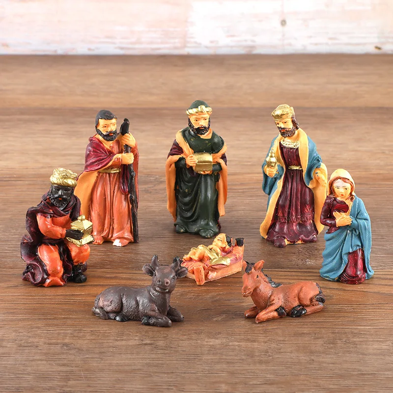 8 Piece Set Of Nativity Ornaments Christmas Resin Jesus Ornaments For Religious Figures In Horse Troughs Christmas Gift 2024