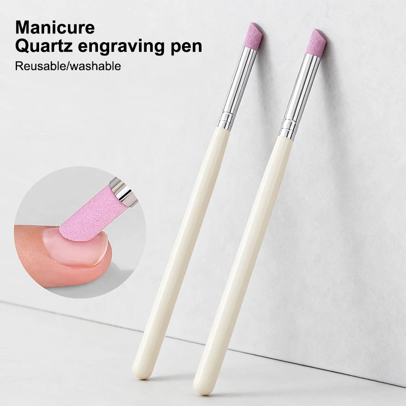 1/2 Stuks Quartz Steen Scrub Nagelvijl Staven Cuticle Remover Dode Huid Remover Pen Lichtgewicht Draagbare Handig gebruik Manicure Gereedschap
