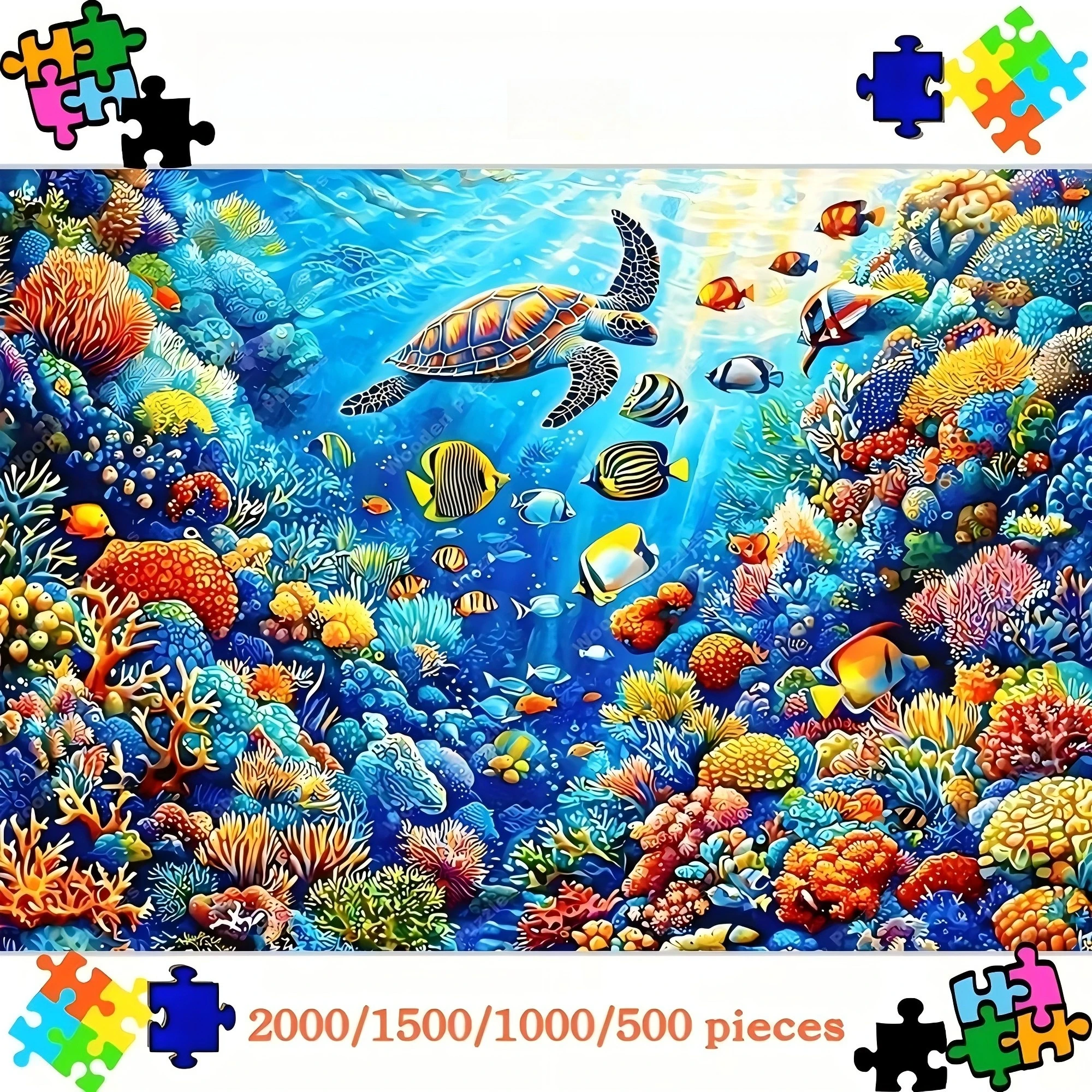 

Большой пазл для взрослых, 500/1000/1500/2000 шт., 10 сцен морской жизни с коралловым рифом, ним, черепахами и - сложный 5D