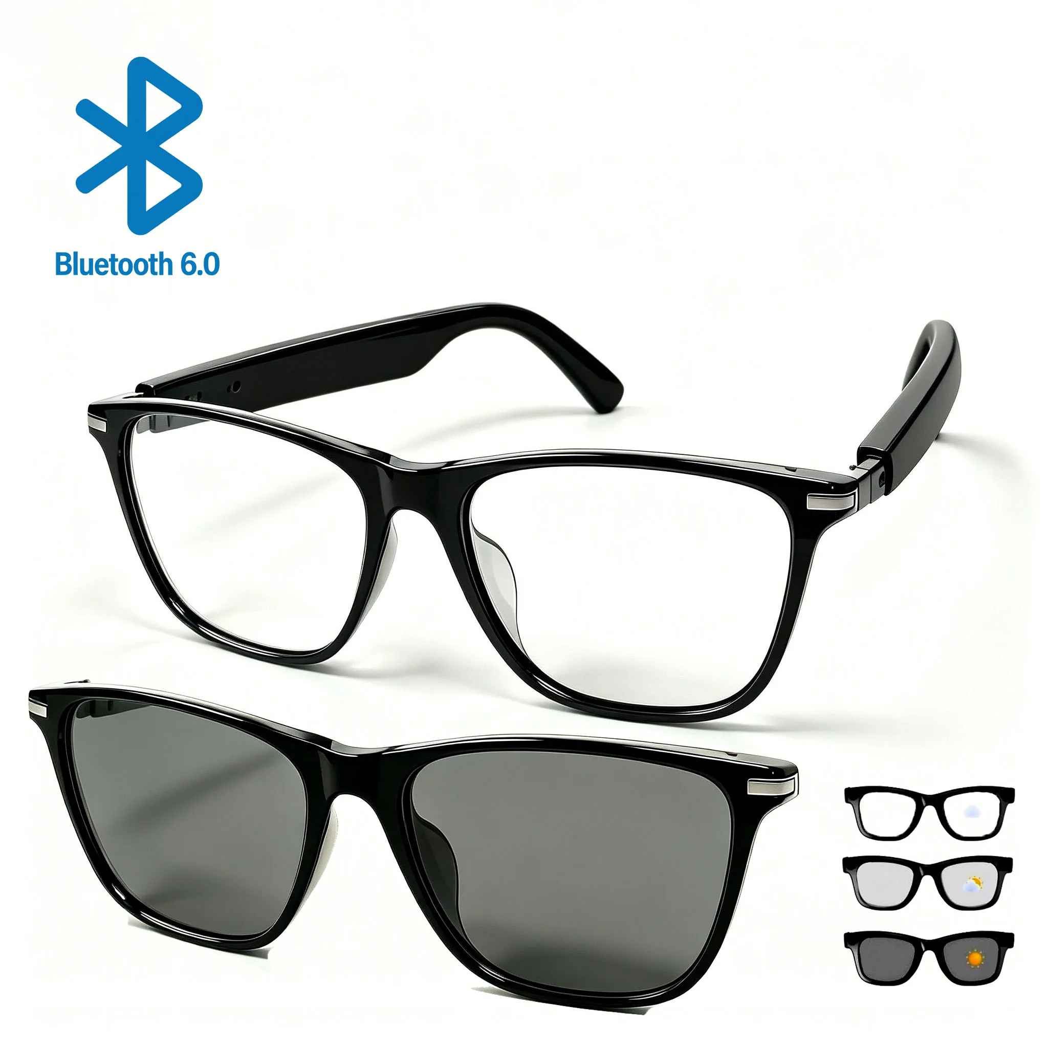 

Black Smart Bluetooth Glasses Lightweight Sunglasses Translation Audio Wireless Smartglasses for Men Women Outdoor Sports Gifts