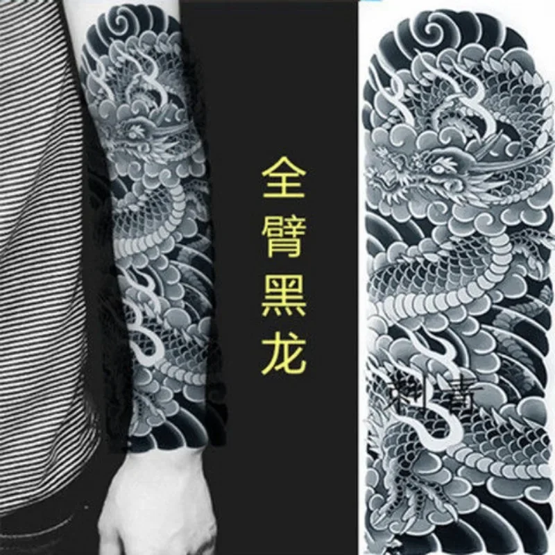 Full Arm Fake Tattoo for Woman Man Ukiyoe Art Tattoo Waterproof Dragon Temporary Tattoo Sticker Lasting Japanese Hannya Sticker