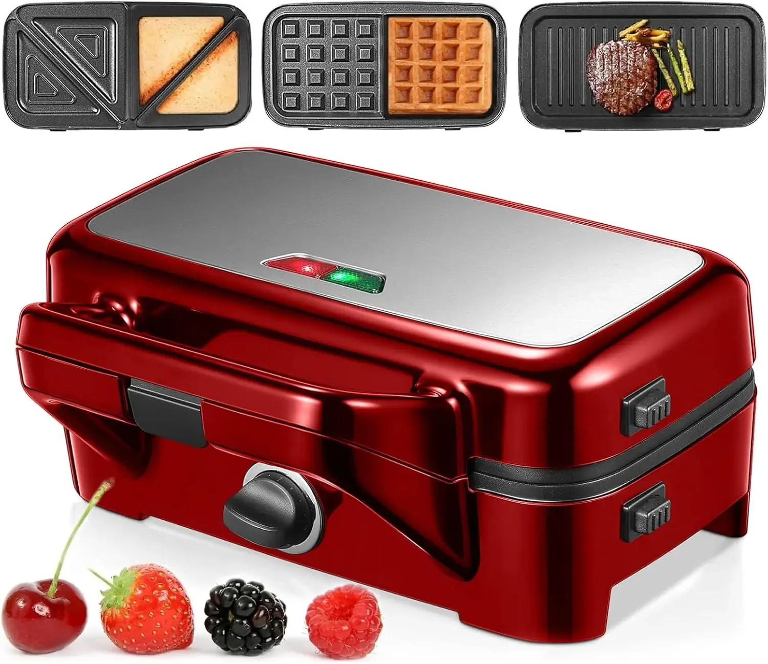 

Sandwich Maker, 3 in 1 Waffle Maker with Removable Plates, 1200W Panini Press with Interchangeable Non-Stick Plates, Ind