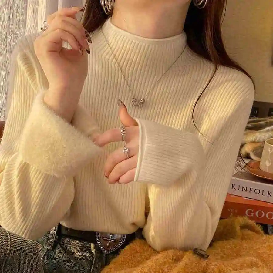 One-piece Mink Velvet Turtleneck Thickened Sweater - Image 3