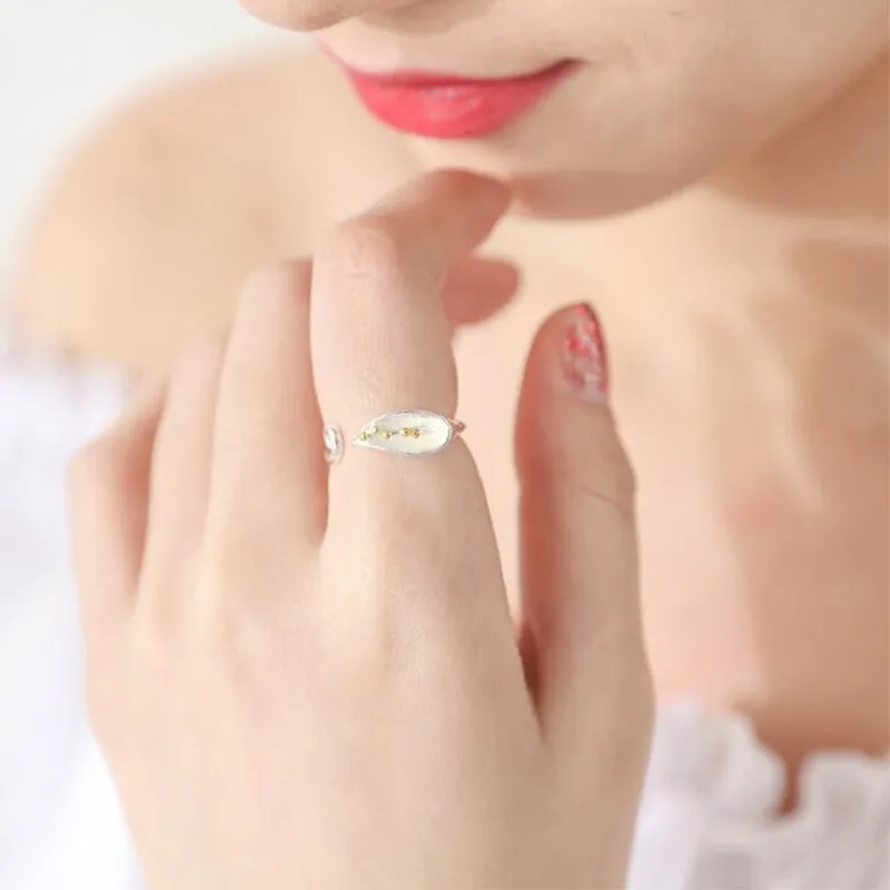 Uini-Tail hot new 925 Tibetan silver handmade silver trumpet ring female fashion tide flow flower opening tail ring  JZ152