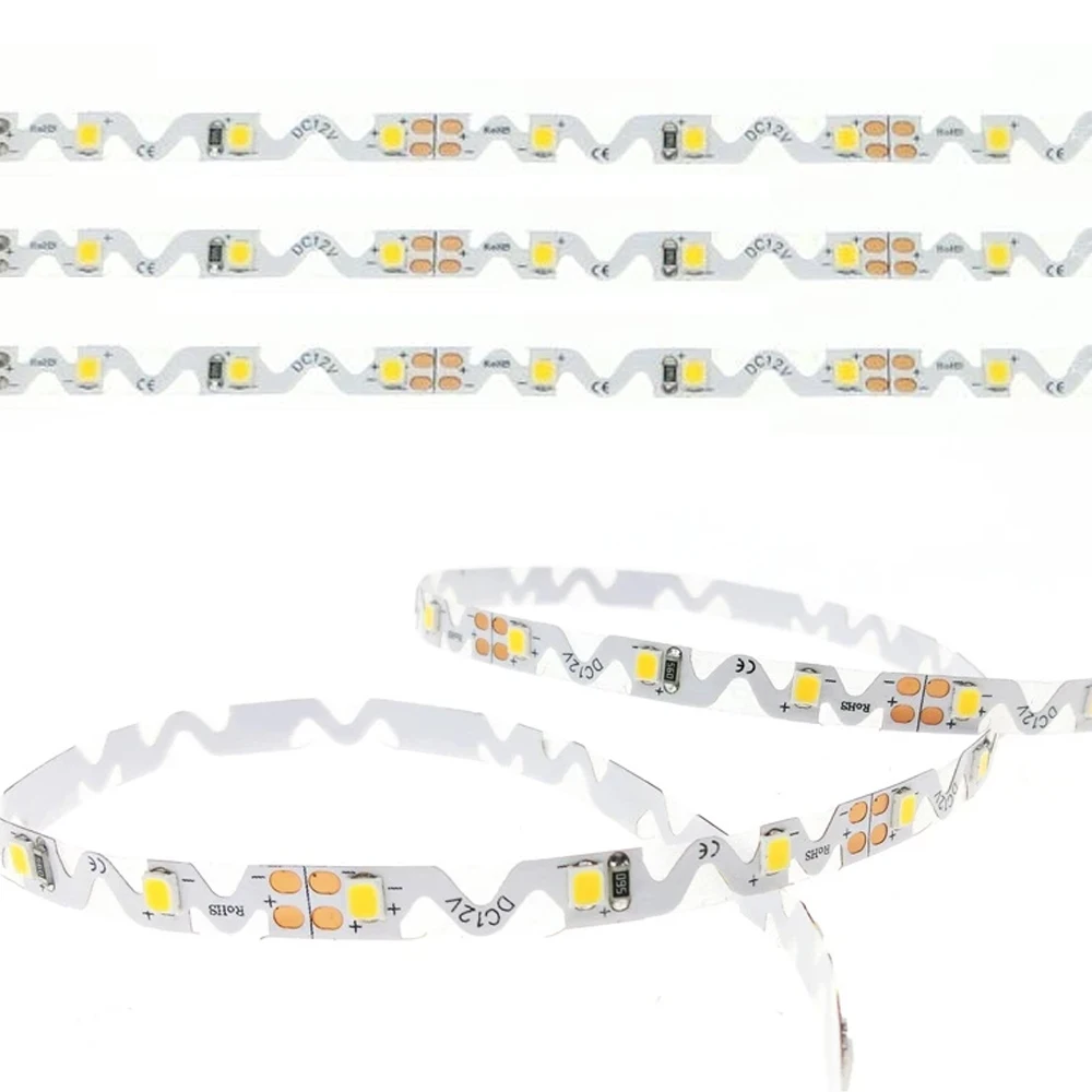 DC12V S Shape LED Strip Light 5M 10M SMD 2835 Free Bending 60LEDs/m Flex Ribbon for Letter Sign Backlight Warm White Tape Lamp