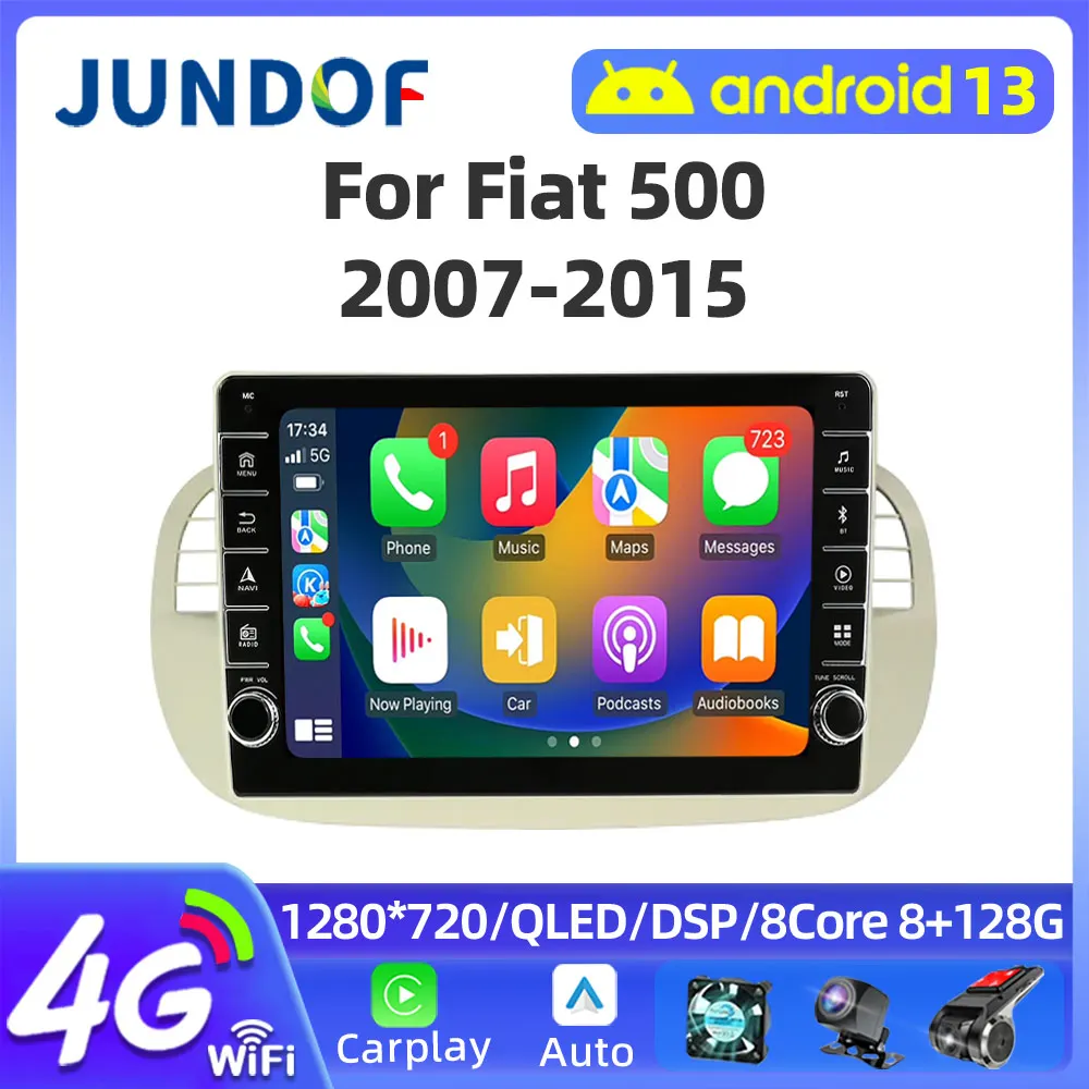 

Jundof Car Radio Player For FIAT 500 Abarth 2007-2015 Multimedia GPS Navigation autoradio Support Carplay RDS DAB Android 13