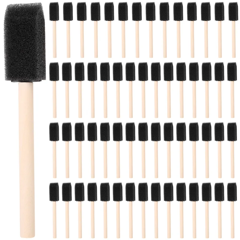 60Pcs Small Foam Paint Brush Sponge Foam Brush Painting Set Wood Handle 1 Inch Paint Brushes Tools Painting Set for Kids