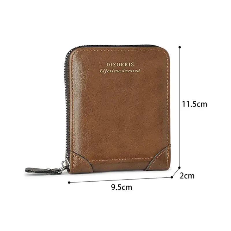 محافظ قصيرة فاخرة بسحاب للرجال، تصميم كلاسيكي، جيب للعملات المعدنية، فتحات متعددة للبطاقات، محفظة راقية، هدية مثالية
