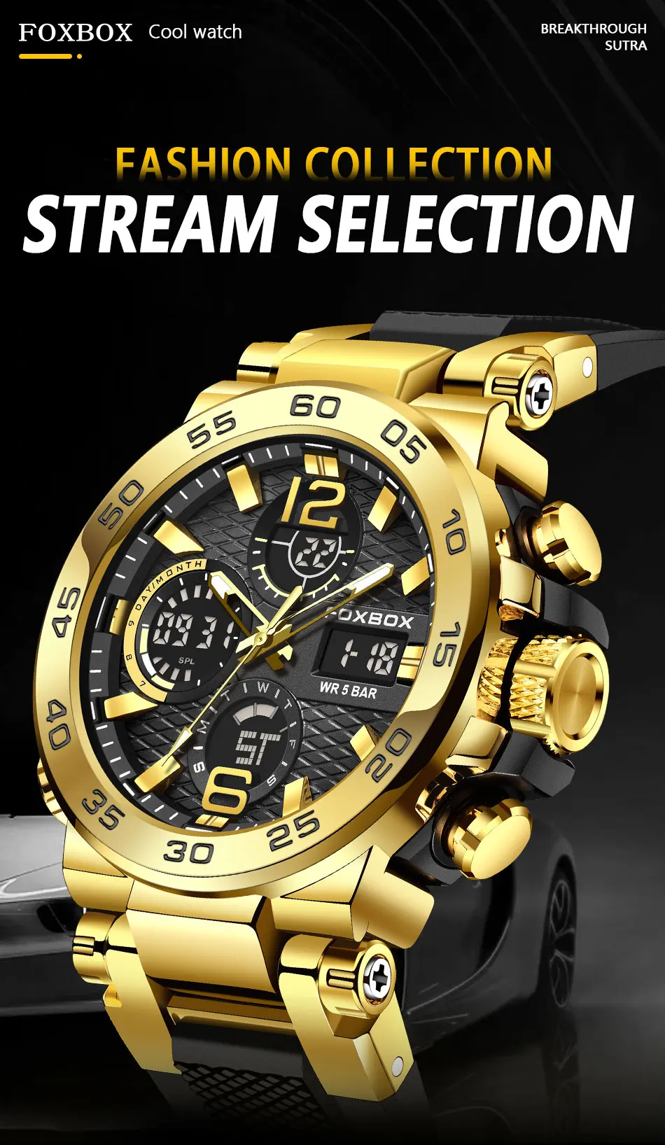 LIGE Neue Uhren für Herren, 50 m wasserdicht, Wecker, Reloj Hombre, LCD-Dual-Display-Armbanduhr, Quarz, Militär, Sport, Herrenuhr – Detail 1