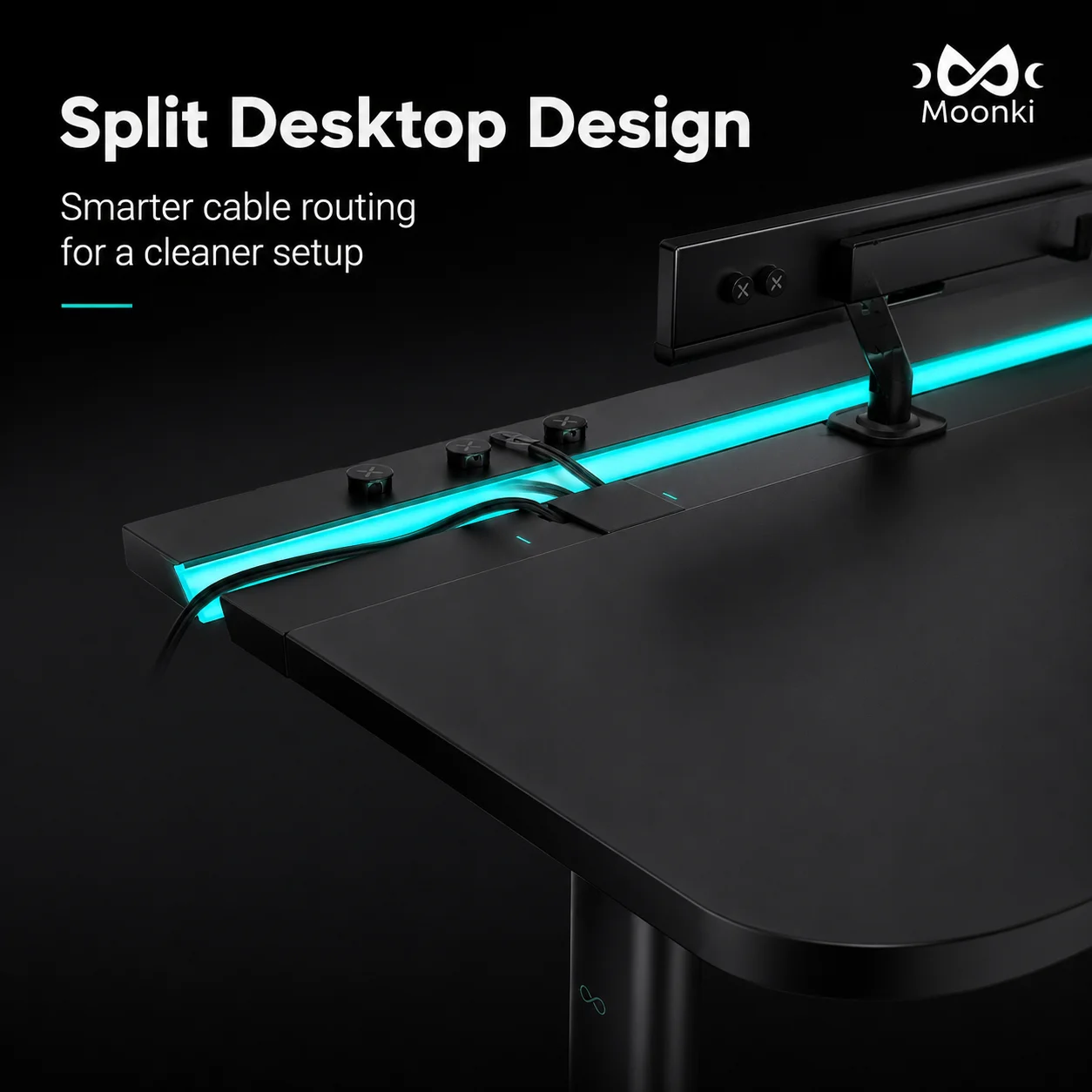 Modern MDF Single Motor Magnetic Cable Management Gaming Desk With COB Lighting Memory Control For Professional Gaming Setups
