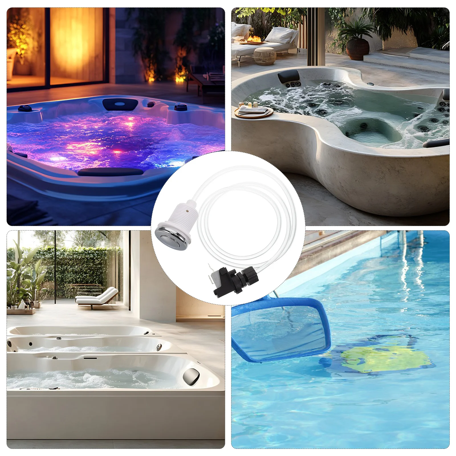 

Air Pressure Switch for Massage Bathtub and Garbage Disposal Pneumatic on Off Button with Micro Switch Compatible with Spa Pool