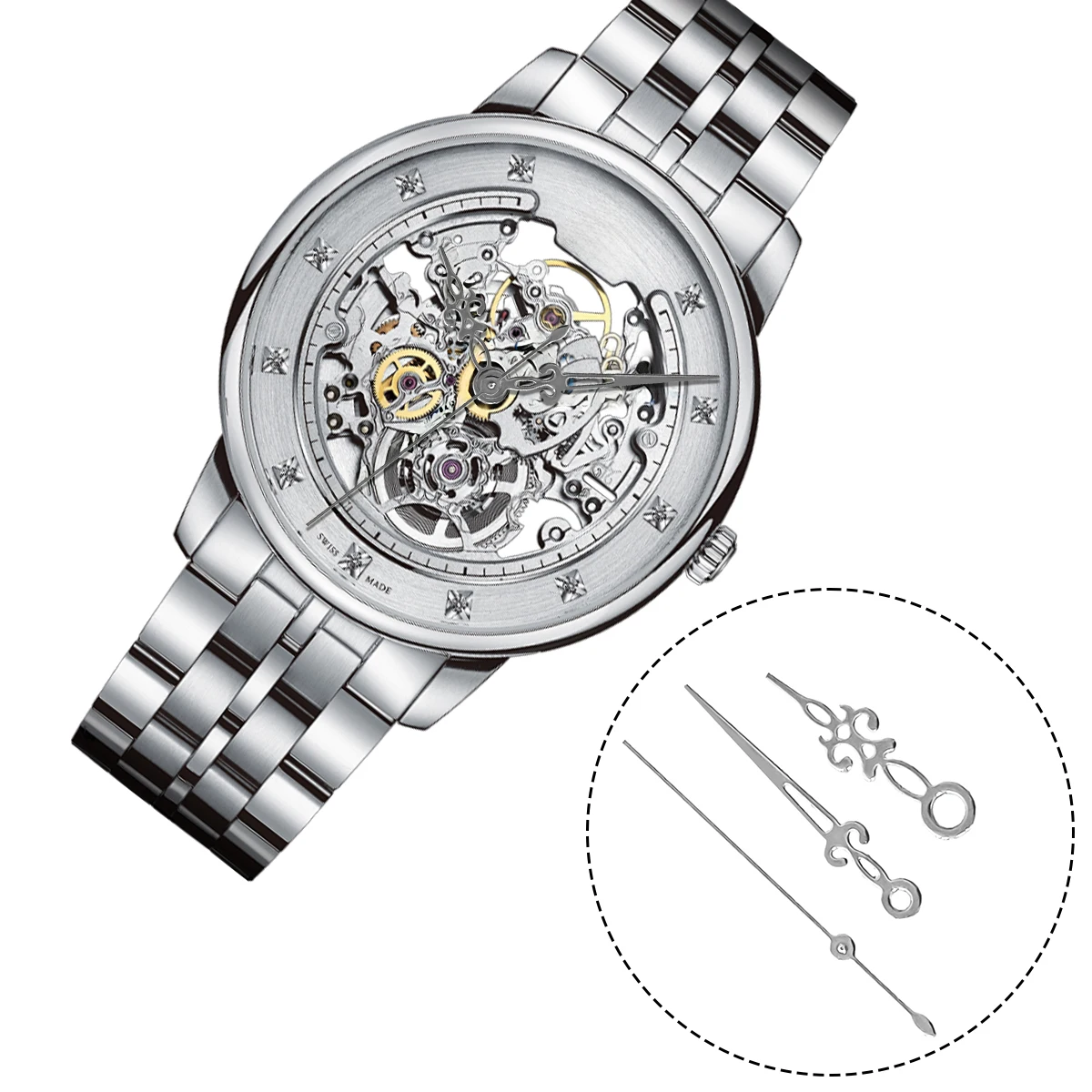 Snowflake Watch Hands No Luminous Gold Rose Blue Silver for NH35 NH36 7S26 7S36 4R35 Movement Stainless Steel Watch Accessories