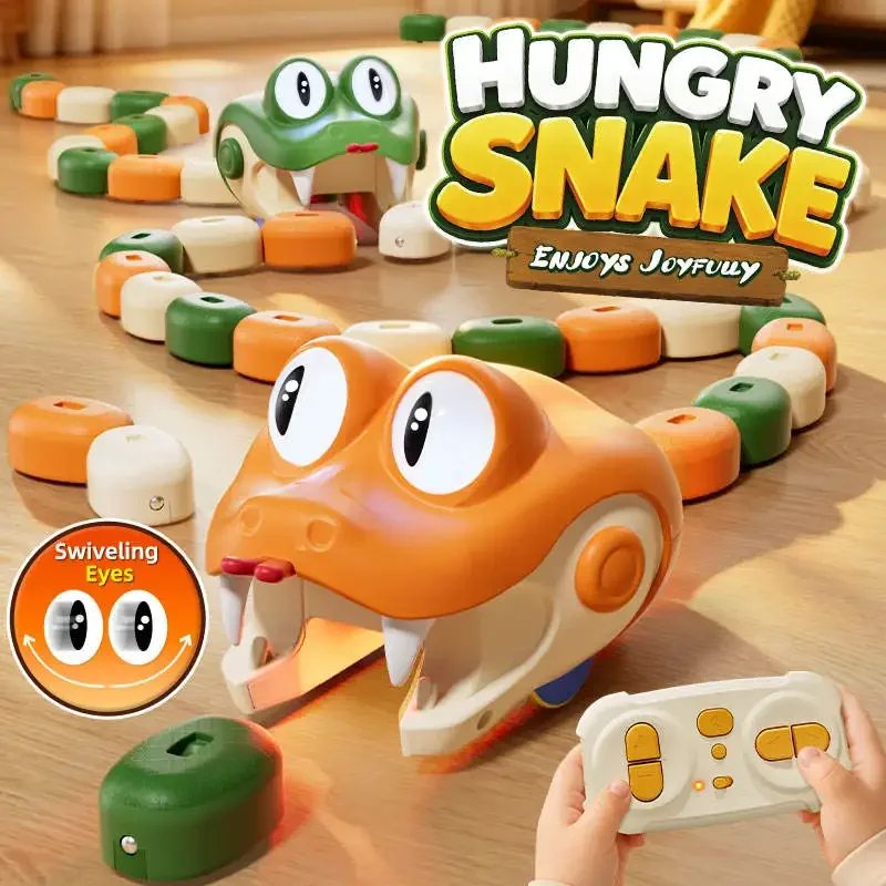Children Remote Control Snake Toys Two Speed Regulation Electric RC Animal Hungry Snake Parent Child Interactive Battle Game Toy