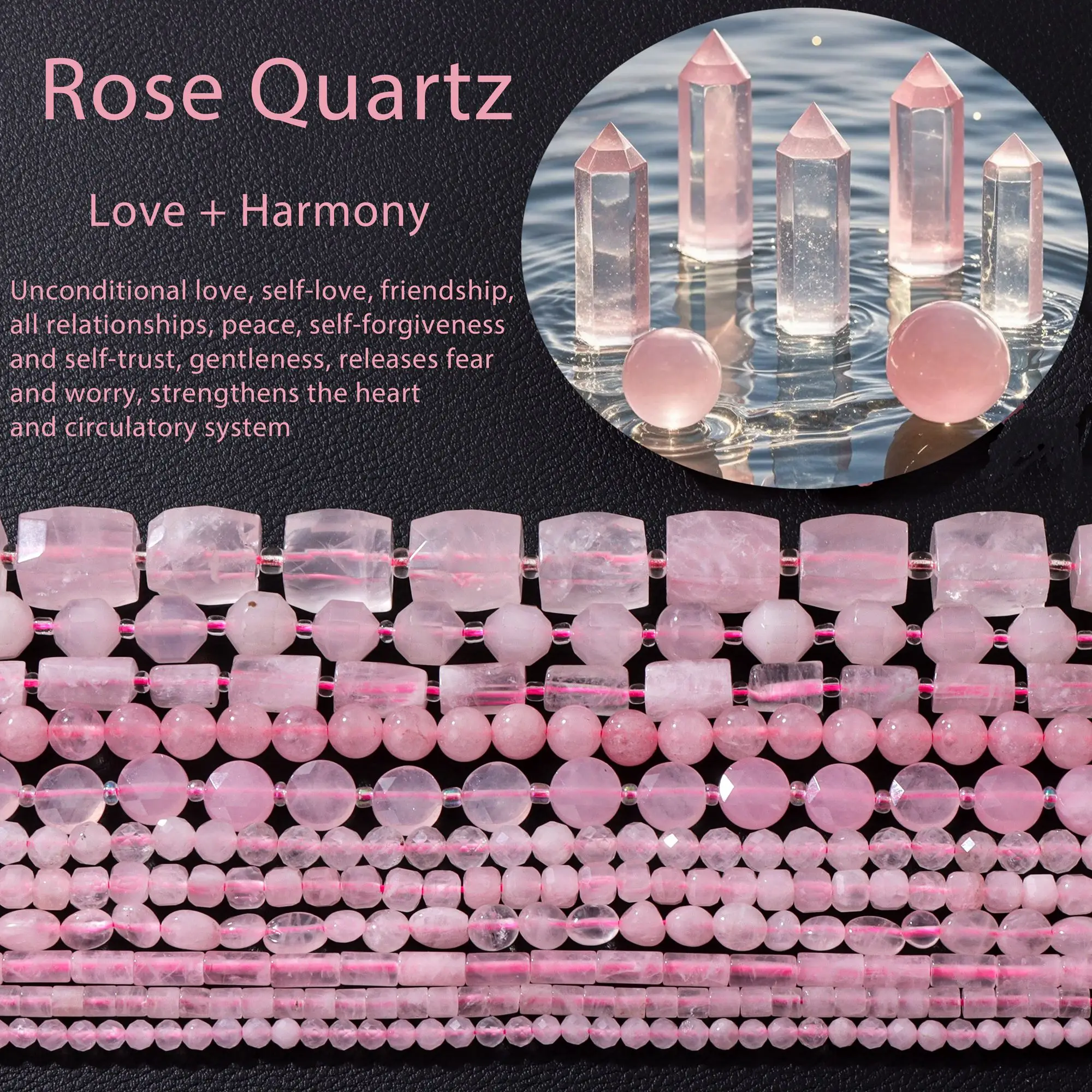 Rose Quartz Crystal Beads Natural Stone Mineral Faceted Cylinder Pink Quartz Beads For Jewelry Making DIY Bring Power Love