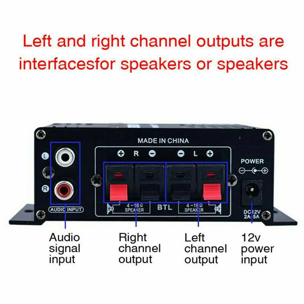 Ak170 12V Audio verstärker für Auto Mini Digital Sound Verstärker für Heimauto Kanal 2,0 Hifi Leistungs verstärker FM Bass Trebl V0D7