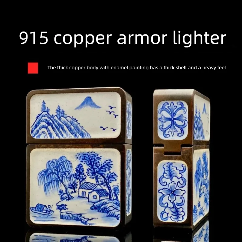 

ZORRO 915, толстый и сверхмощный керосиновый, фиолетовый, медная, эмаль, синий и белый фарфор, зажигалка для сигарет в китайском стиле