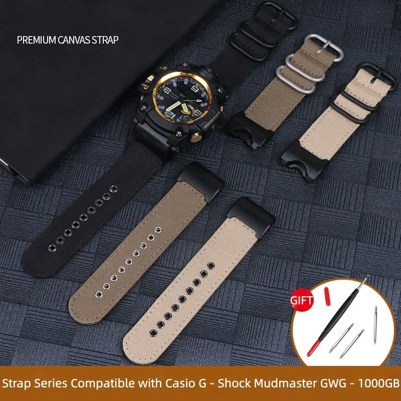 Pure cotton canvas and nylon - woven watch bands Watch Strap for Casio G - shock Mudmaster GWG - 1000GB series - view 2
