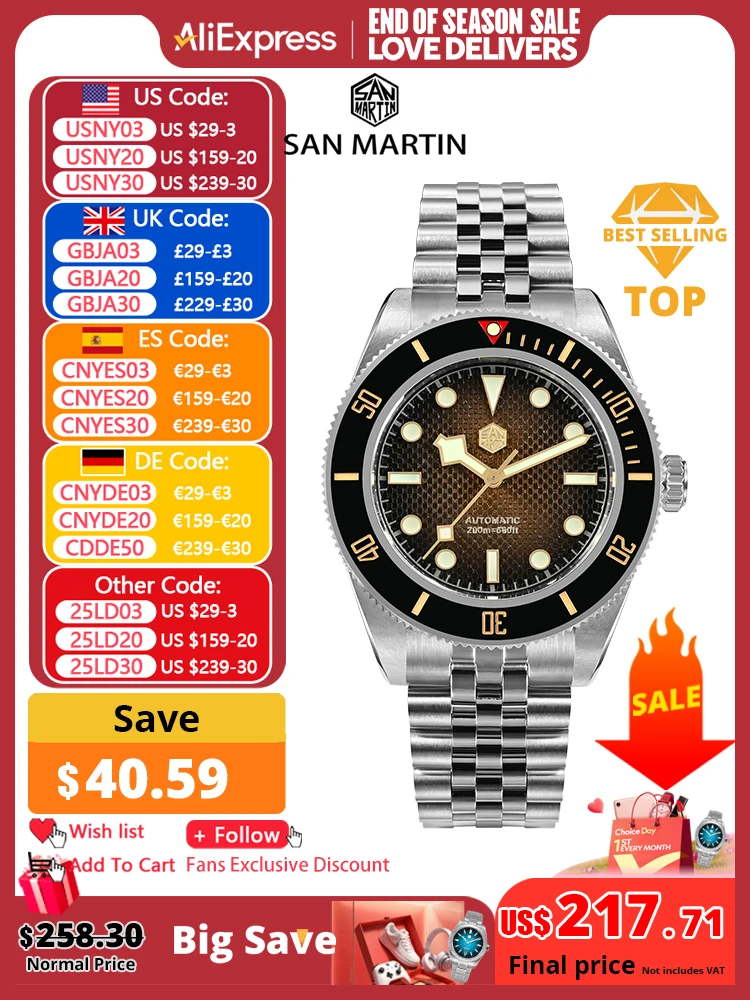 San Martin 3D Waffle Dial New 40mm Dive Watch NH35 Men's Watches Automatic Mechanical Sapphire Waterproof 200m Luminous SN0128