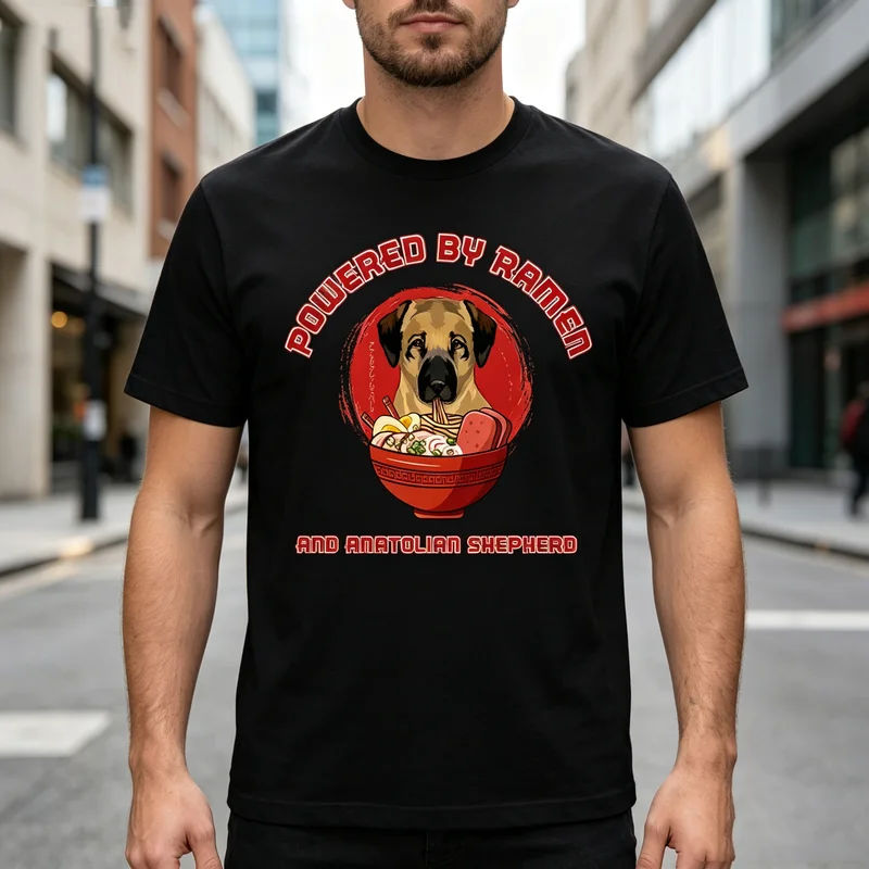 Vintage Anatolian Shepherd Ramen Tee Cute Dog Ramen Print Men Women Cotton Short Sleeve Trendy Streetwear Gift For Dog And Food