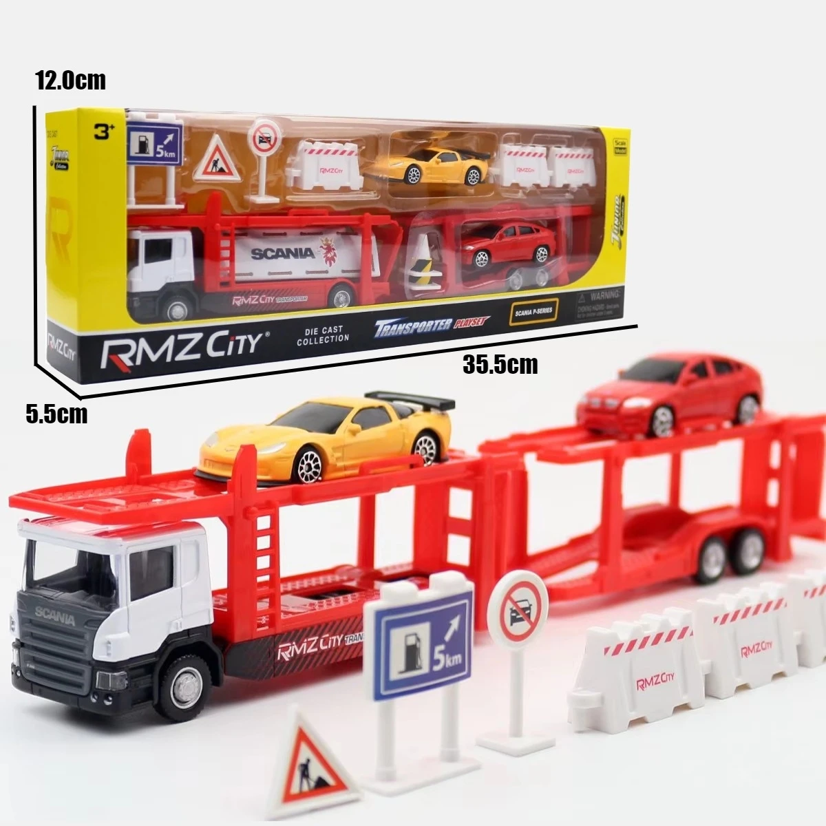 1/64 Scania Transporter Playset Car Toy For Children Trailer Tow