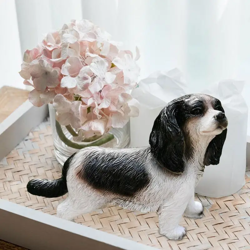 Dog Statues Outdoor Resin Dog Figurines Home Decor Basset Hound Yard Ornaments Puppy Collectible Sculptures For Animal Lovers