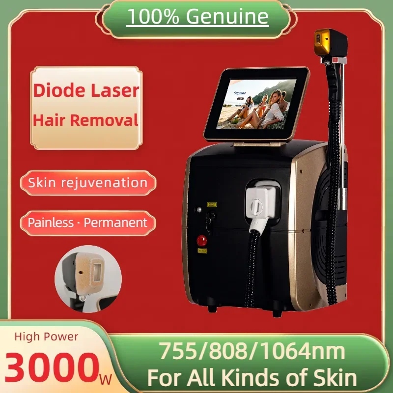 

Depiladora Laser Painless Permanen 3 Wavelength Diode Laser Hair Removal Machine 808NM Ice Platinum Cooling System Beautiful