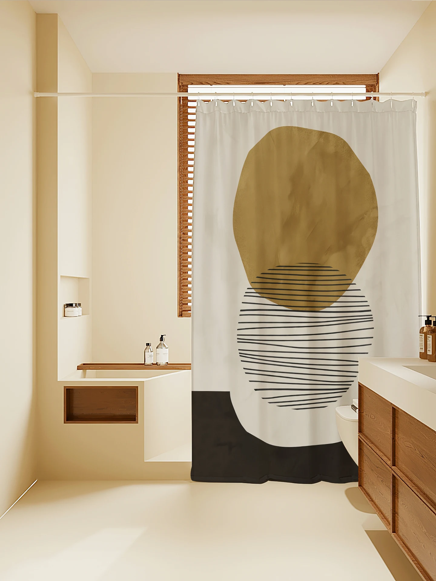 xizuo-バスルームカーテン-高級-防水-防カビ-速乾-穴あけ不要-ポリエステル製-バスルーム用カーテン