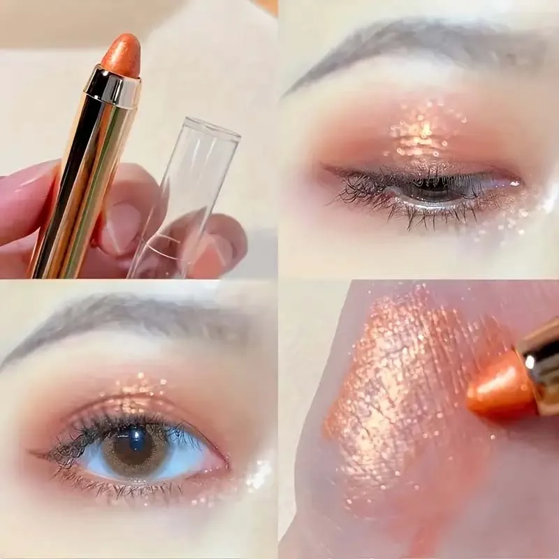 6 szt. Rozświetlacz cień do powiek ołówek Shimmer Glitter Contouring dwugłowy cień do powiek w sztyfcie leniwy cień do powiek makijaż