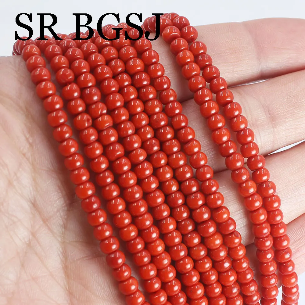 3x4mm Small Apple Sardi Red Sea Bamboo Coral Natural Beads For Jewelry Making DIY Bracelet Necklace 15