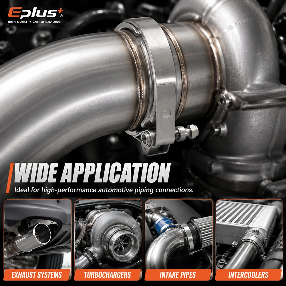 EPLUS Universal 304 Edelstahl 1,5~6 Zoll Schnellverschluss V-Band Klemme T-Bolzen V-Typ Auspuffklemme für Auto-Turbo-Auspuffrohr – Detail 6