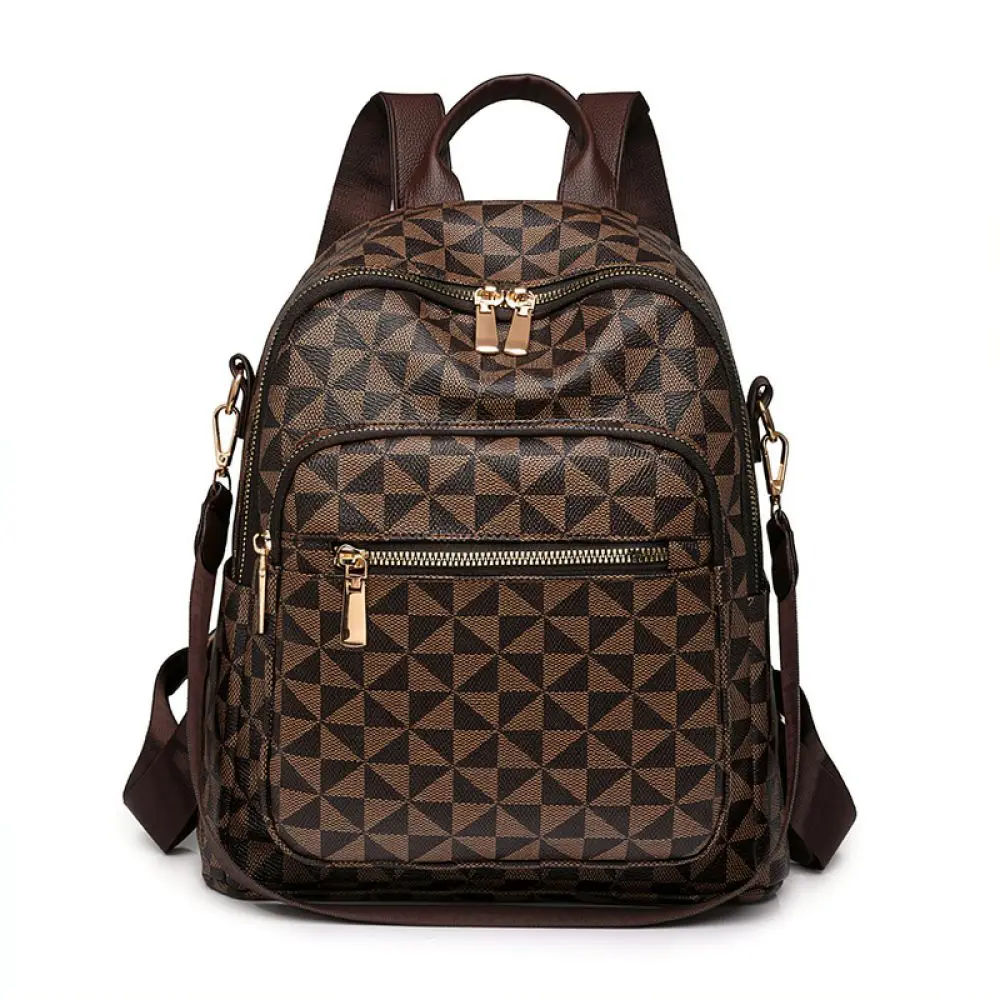 Retro Printed Women Backpack Fashion Letter Design Large Capacity Travel Bag Waterproof Casual School Rucksack Soft Daypack
