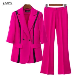 NAVIU Fashion Women Suits 2023 New Summer temprement Business Blazer sottile formale e pantaloni svasati Office Ladies Work Wear