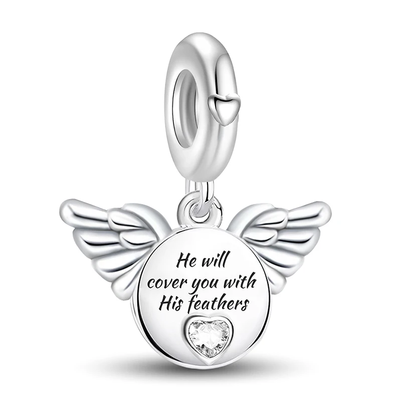 925 Silver Plated Classic Holy Mother Love Heart Cross Charm Bead Fit for Women Bracelets Bangles DIY Jewelry Making Gift
