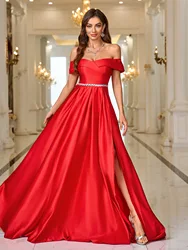 Evening Dresses Mermaid Off The Shoulder Prom Gowns Sleeveless Lace Appliques Elegantes Red Party Dress Long Vestidos De Fiesta