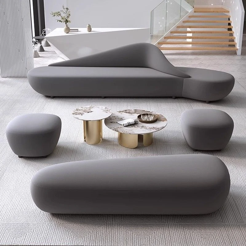 

Negotiate hotel lobby minimalist sofa VIP card seat club exhibition hall Nordic curved simple light luxury sofa combination