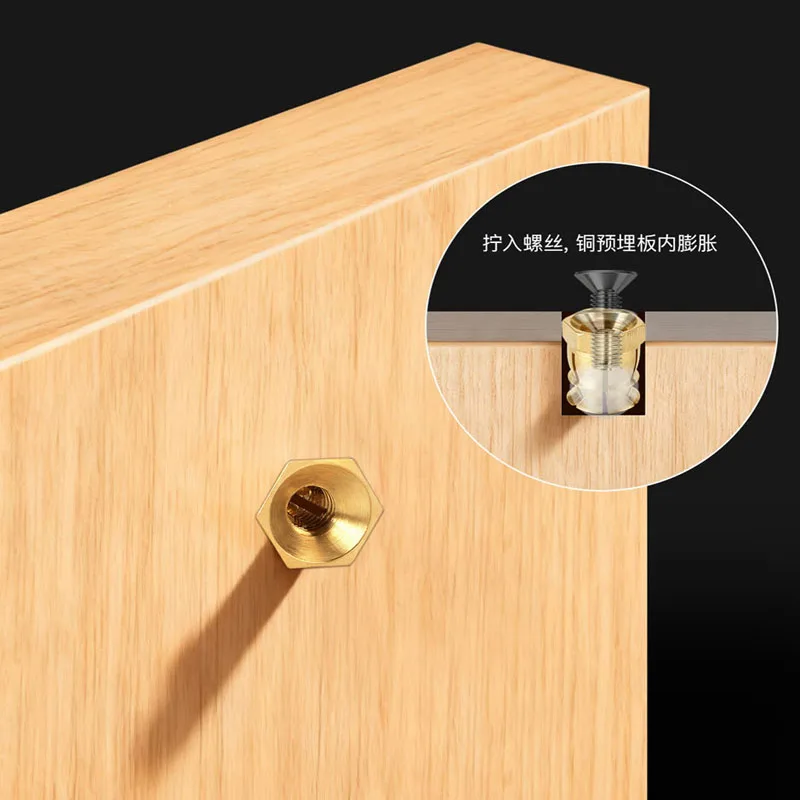 10PCS Cabinet Wooden Door Hinge Pre Embedded Nut Repair Hinge Hole Clothing Cabinet Door Hinge Pure Copper Expansion Plug