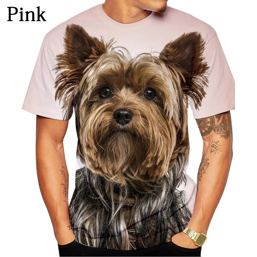 Round Neck Short Sleeve T Shirt Newest Fashion Cute Dog Yorkshire Terrier 3D Printed T-Shirt Animal Funny Casual