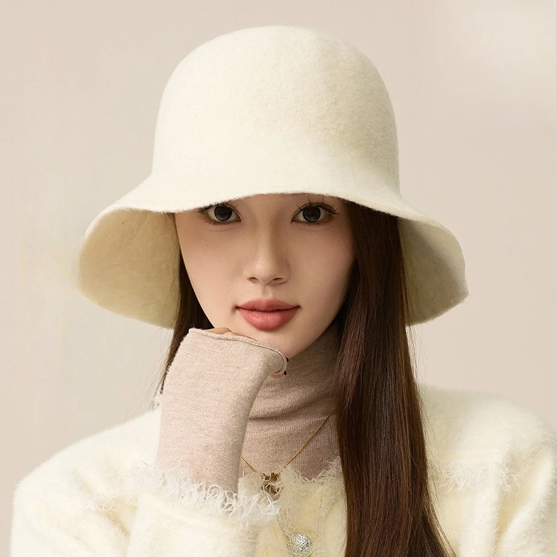 Designer Japanese Light Board Wool Fisherman Hat Women's Foreign Style Counter Quality Shows The Face Small Felt Basin Hat Tide