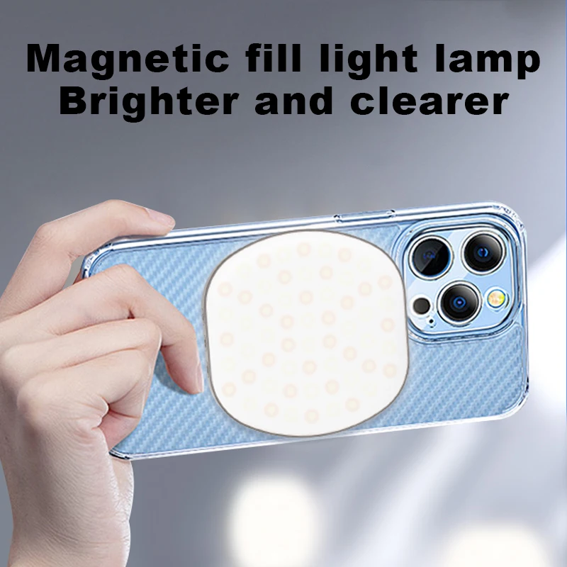 

Mini Magnetic Selfie Fill Light Rechargeable 360° Rotation Adjustable Brightness Clip on Phone Computers Photography LED Lights