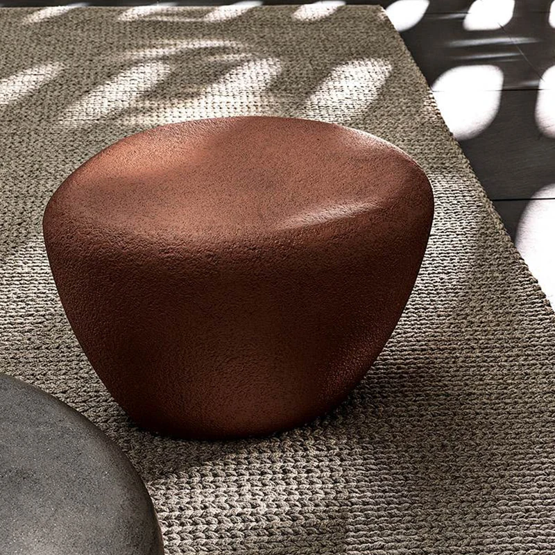 Designer italiano minimalista industrial baixa altura oval pedra mesa de café, moderno jardim ao ar livre mobiliário