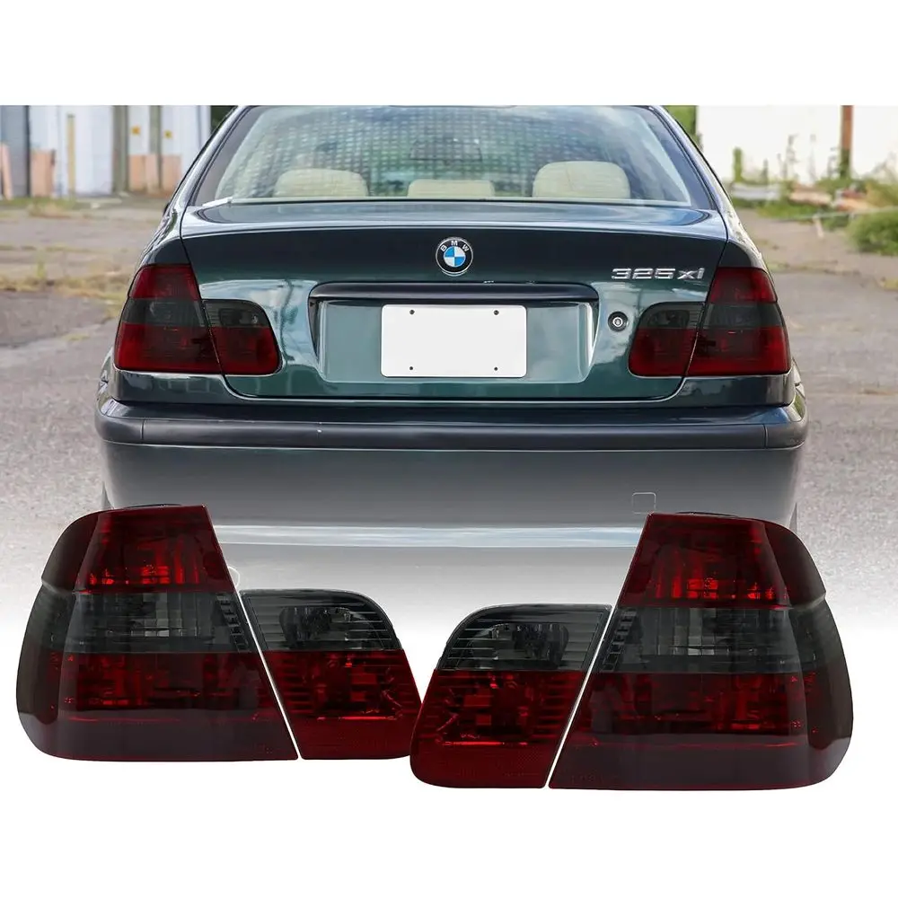 

DEPO 02-05 E46 4D Tail Lights - OE Euro Style Smoke Rear Tail Lamps Set (Left + Right, Inner + Outer) Compatible with 2002-2005