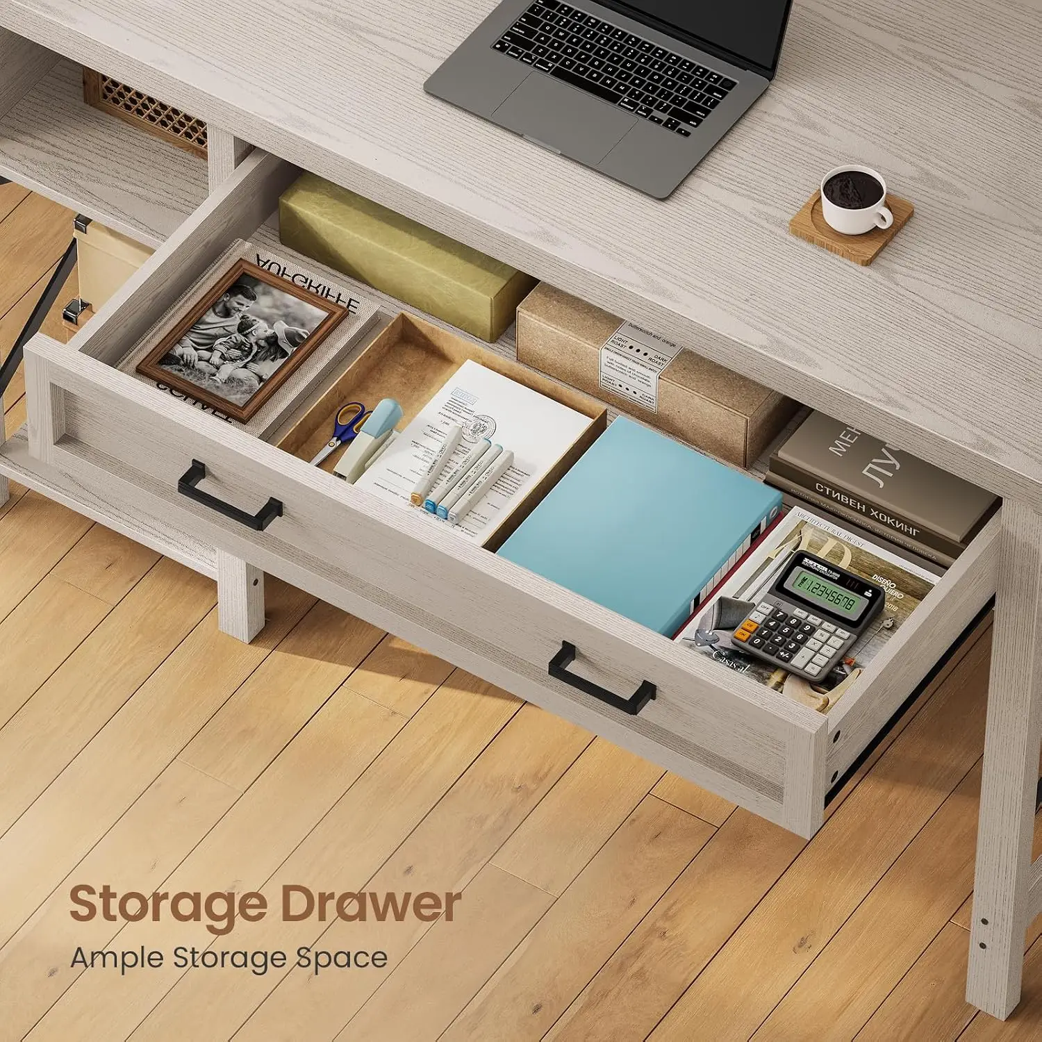 Small Farmhouse Desk with Drawers for Small Space Home Office 40 Inch, Customized