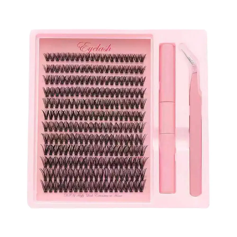 Large Capacity 30D/40D Eyelash Extension Kit Thick Fluffy Individual Manga Clusters Eyelash with Lash Bond&Lash Tweezers Kit