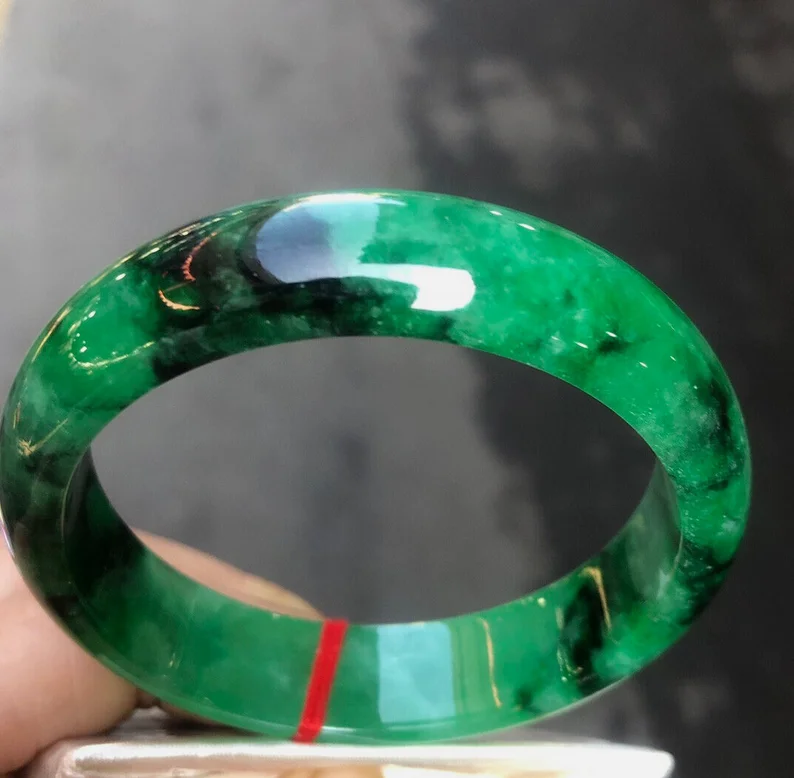 Real Nature Grade AA Emerald Ice Green Burmese Jade jadeite bracelet bangle 58mm